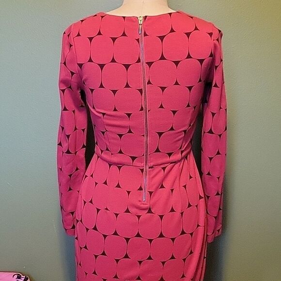 Boden Ponte Geo Circle Print Red Sheath Dress - Picture 2 of 6